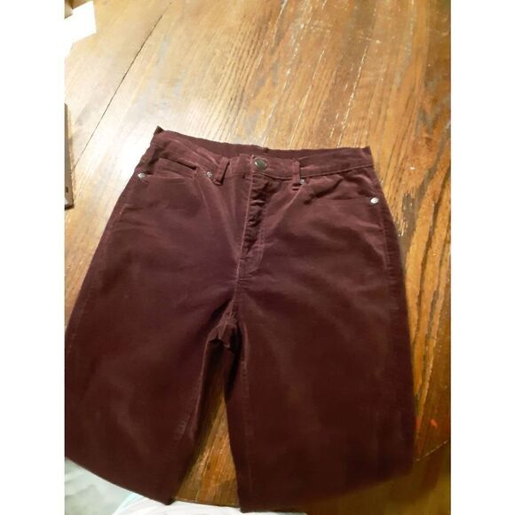 Size 10P DG2 Diane Gilman Burgandy Velour Soft Pants with Pockets Belt Loops - Picture 2 of 4